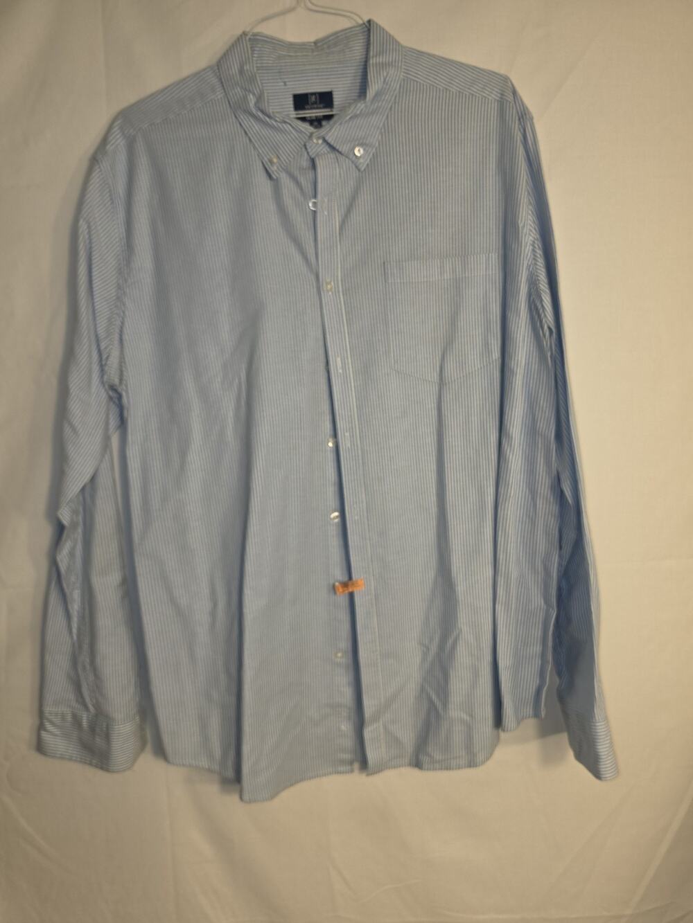 George Long Sleeve Dress Shirt Button Striped Blue Size 2XL 50-52